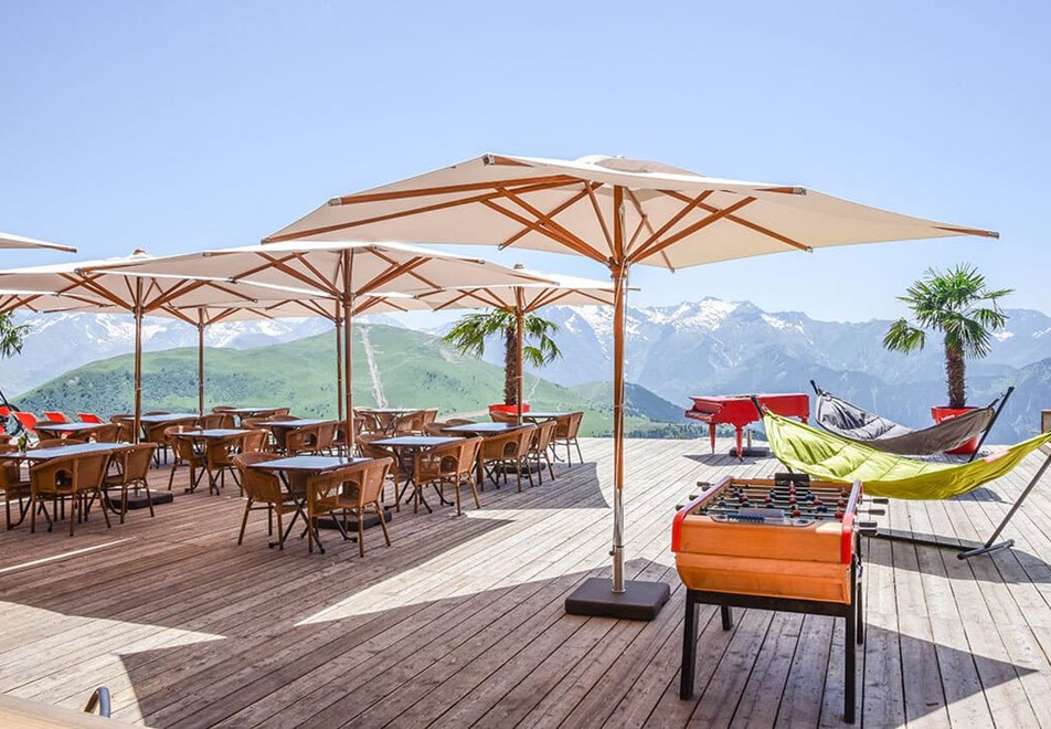Alpe d'Huez in Summer - La Cabane high altitude restaurant
