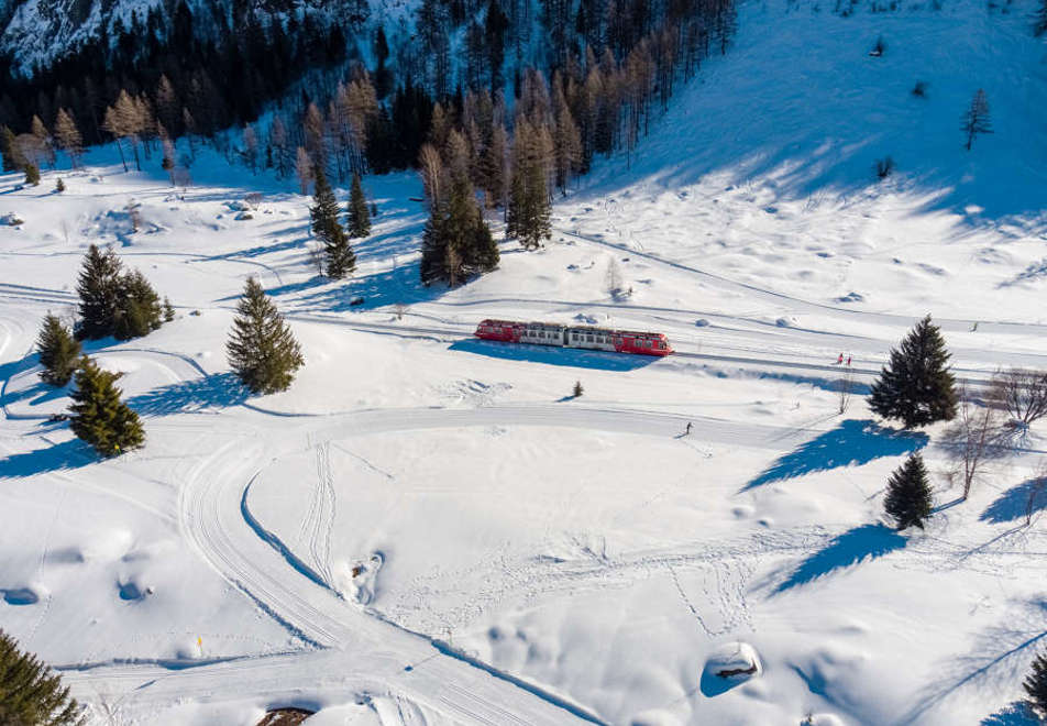 Mont Blanc Express railway in Chamonix Valley